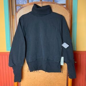 New AGOLDE Extended Rib Turtleneck Sweatshirt Black XS